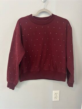 a new day Burgundy Crewneck Sweatshirt with Studded Accents